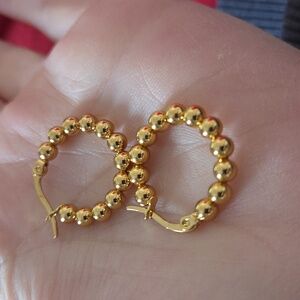 Gold Tone Ball Hoops